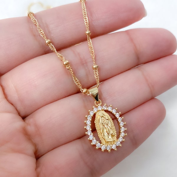 Mexican Virgin Mary Necklace Etsy