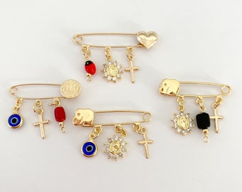 Gold Cross Newborn Brooch,Gold Brooch,Baby Pin Brooch,Good luck,Newborn Gift,Girl Brooch,Baby gift,Girl jewel,Baptism gift,Baby Brooch