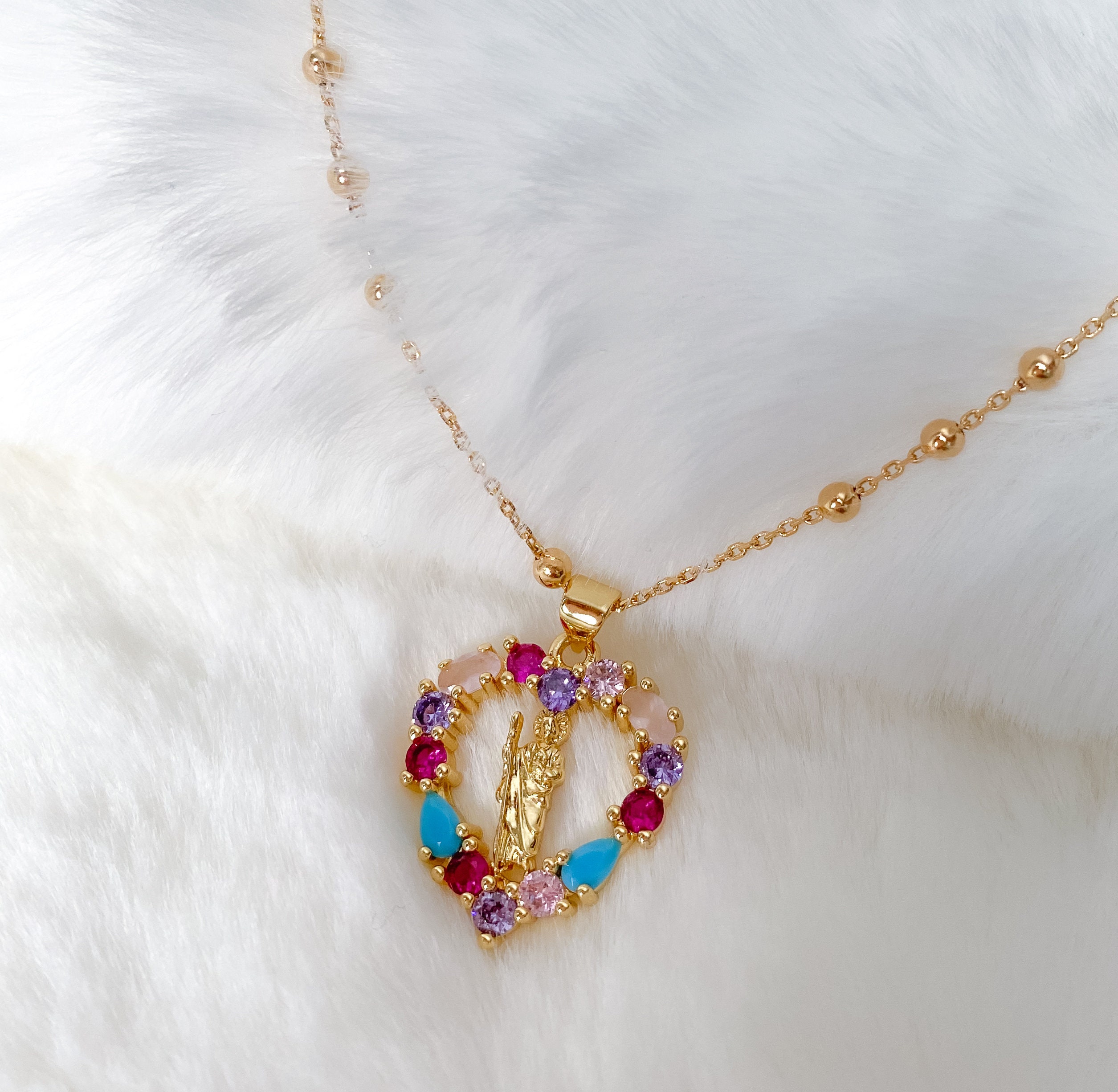 18k Gold Filled Saint Jude Necklace San Judas Tadeo Necklace - Etsy