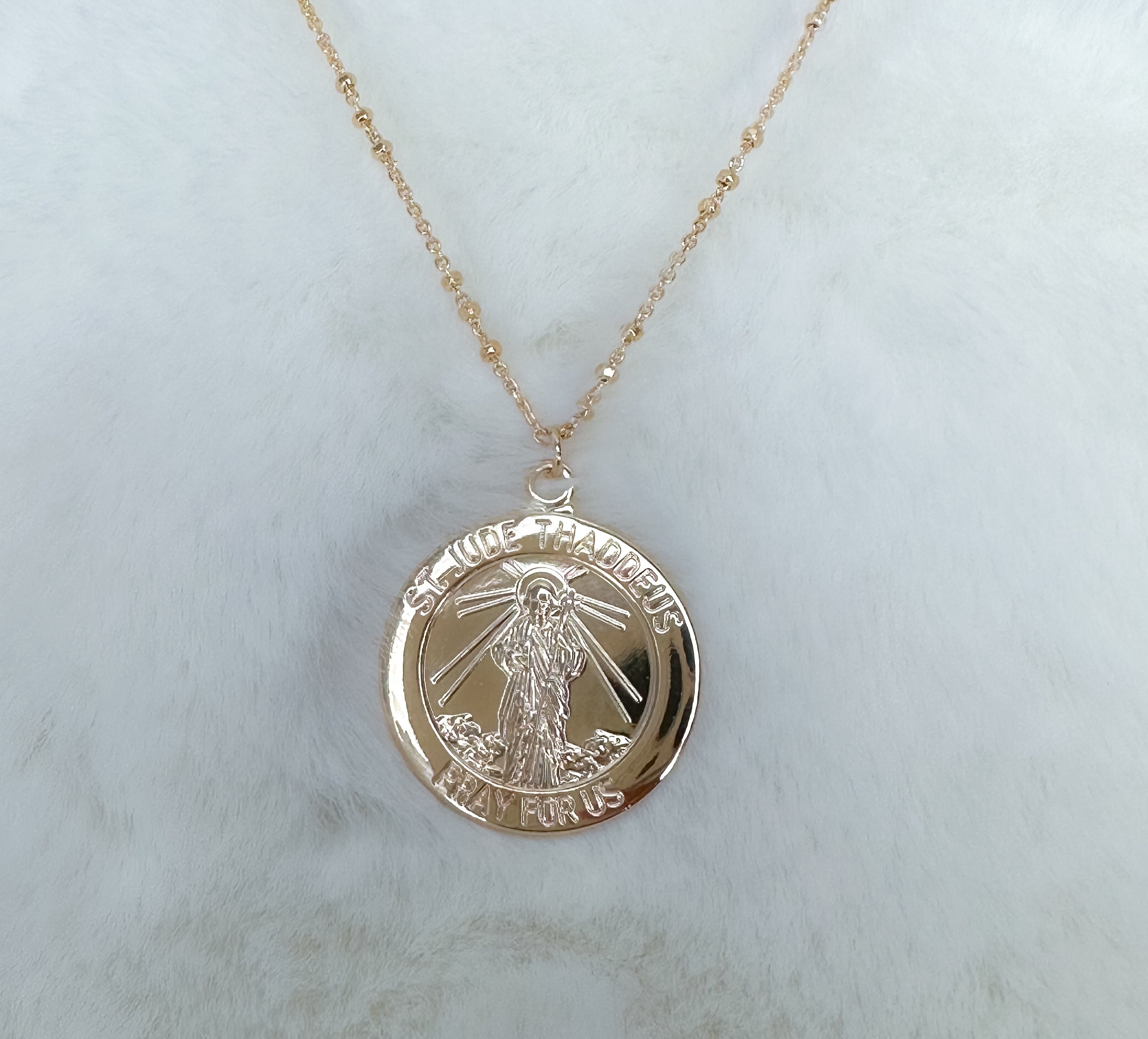 18k Gold Filled Saint Jude Thaddeus Necklace, San Judas Tadeo Necklace ...