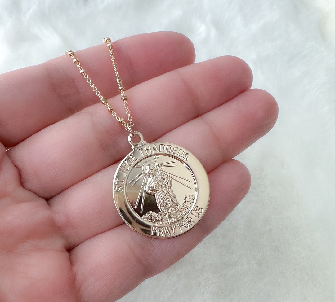 18k Gold Filled Saint Jude Thaddeus Necklace, San Judas Tadeo Necklace ...