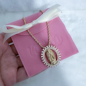 Gold filled Our Lady of Guadalupe necklace, Virgen de Guadalupe, Virgin Mary necklace, Mother Mary, catholic gift, confirmation gift