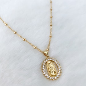 Virgin Mary Necklace, Religious Jewelry, Guadalupe, Virgen De Guadalupe ...