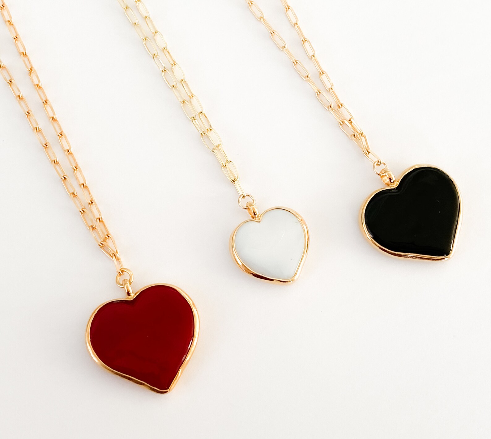 Red Heart Gold Necklace Red Heart Charm Love Jewelry Heart Etsy