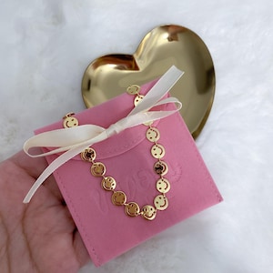 18k vergoldet Smiley Halsband, Smiley Gold Halskette, glückliches Gesicht Choker, glückliches Gesicht Halskette, Emoji Halskette, Smiley Schmuck