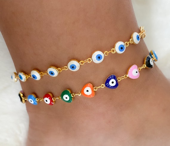 Pulsera ojo turco multicolor, Brazalete de ojos de la suerte, Tobillera de ojitos turcos. - España Pulsera ojo turco multicolor, Brazalete de ojos de la suerte, Tobillera de ojitos turcos. - España