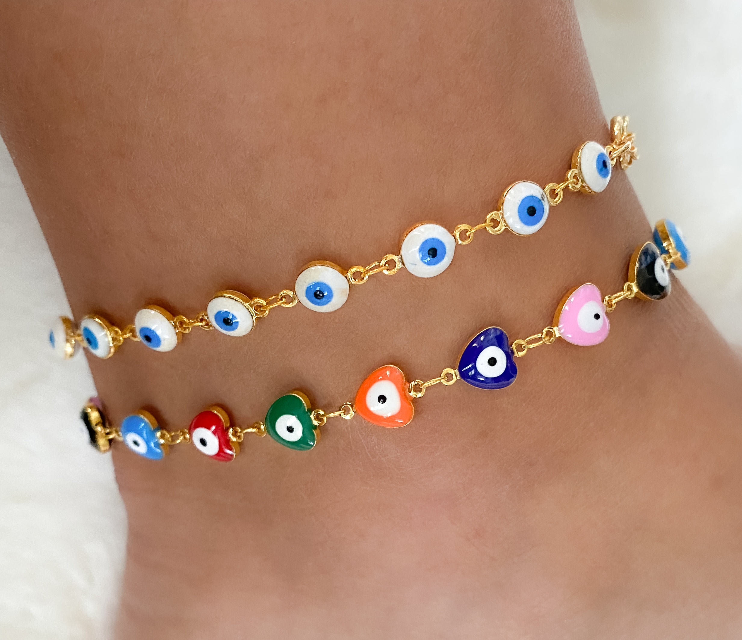 18k Gold Plated Colorful Evil Eye Anklet Evil Eye Jewelry Etsy