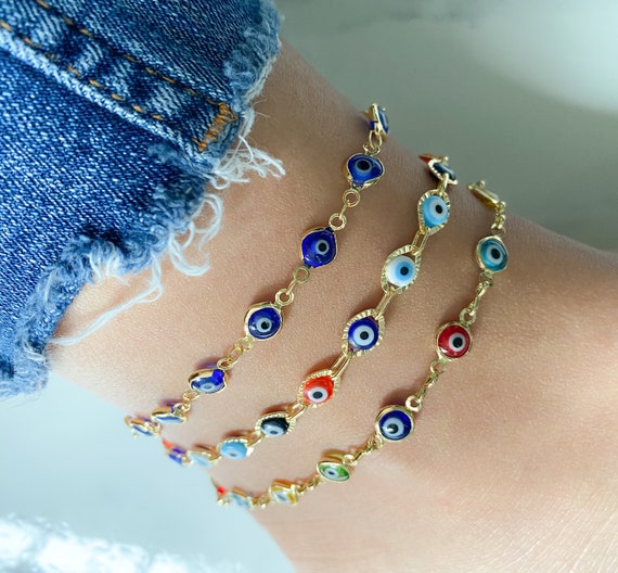 Gold Filled Evil Eye Anklet Evil Eye Jewelry Evil Eye Charm