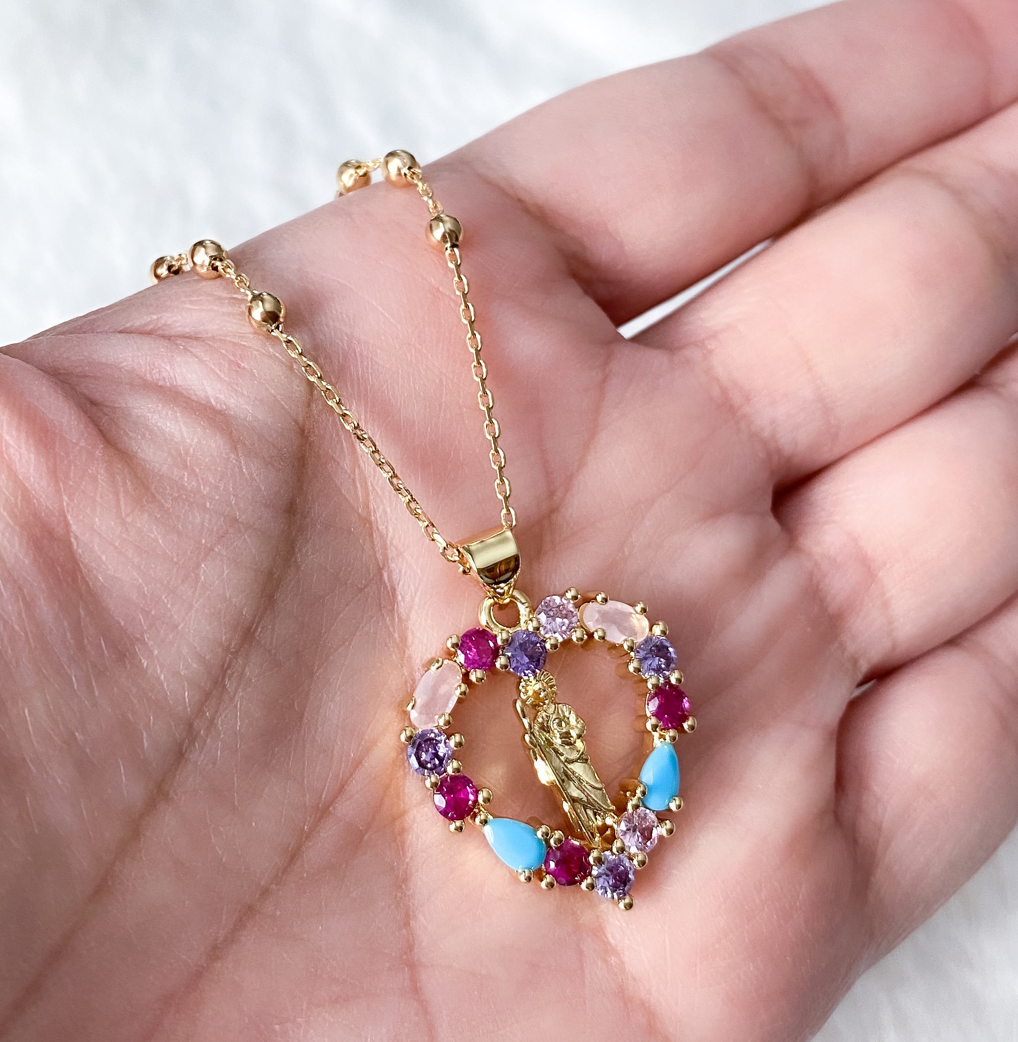 18k Gold Filled Saint Jude Necklace San Judas Tadeo Necklace - Etsy