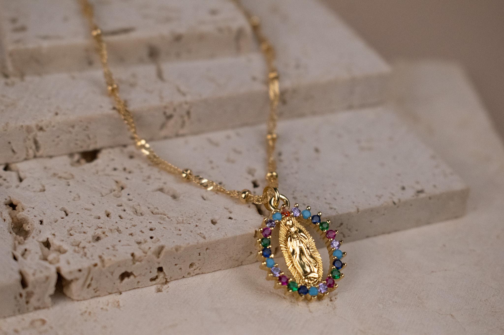 Gold Filled Our Lady of Guadalupe Necklace, Virgin Mary Necklace ...