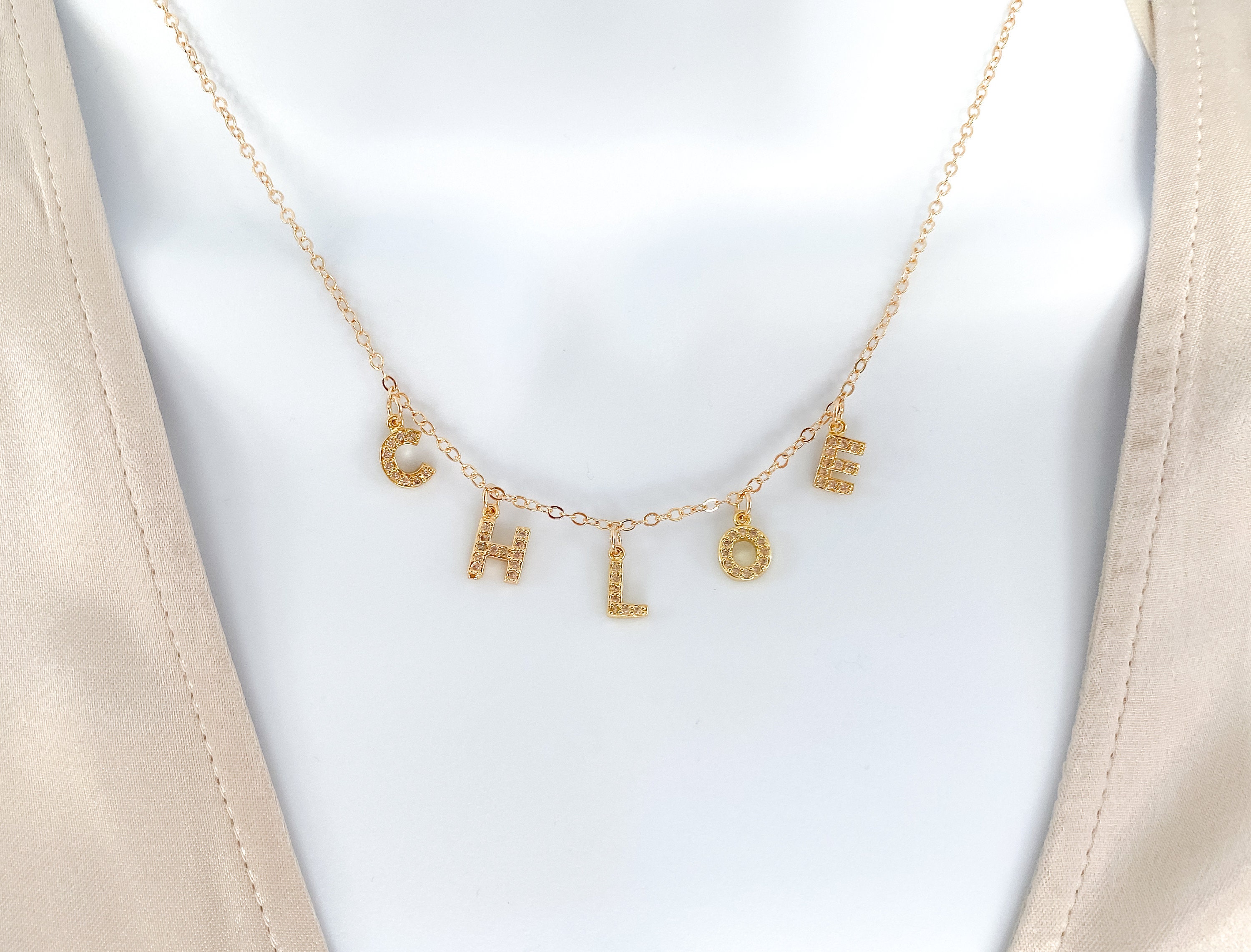18k Gold Filled Name Necklace Name Jewelry Personalized Etsy
