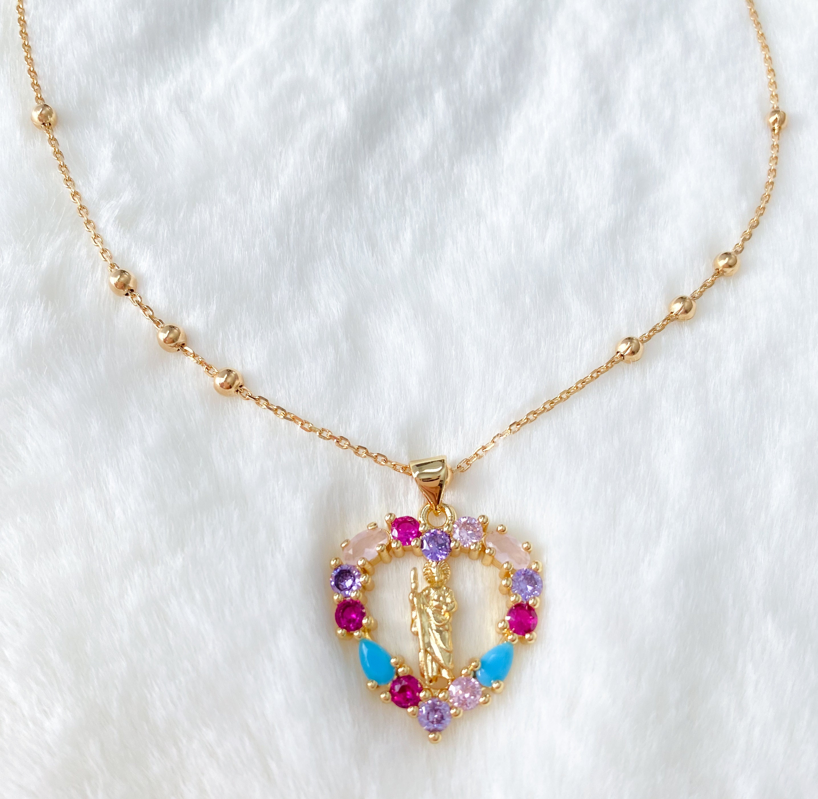 18k Gold Filled Saint Jude Necklace San Judas Tadeo Necklace - Etsy