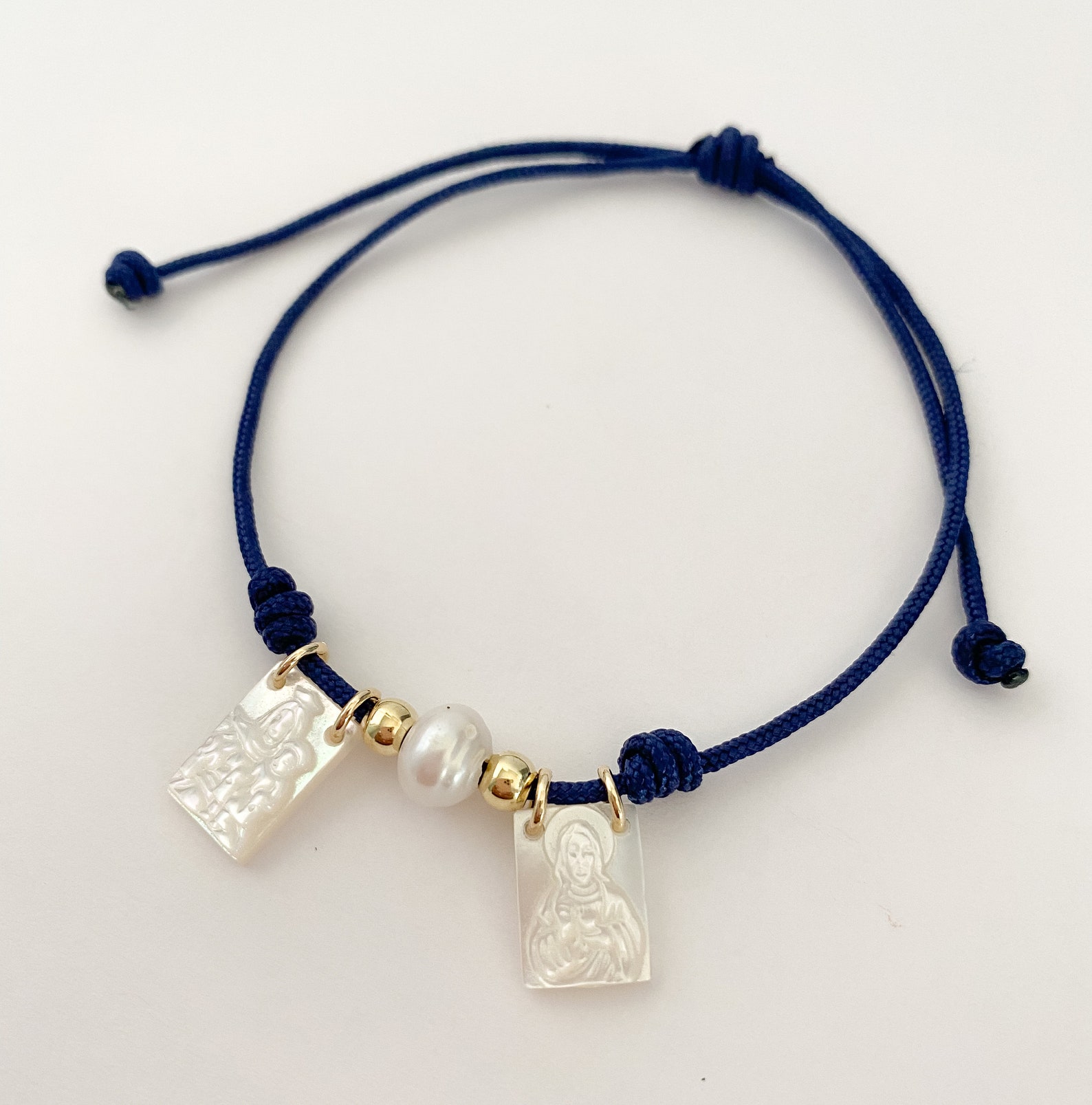 Pulsera escapular escapulario de nácar regalo católico Etsy España