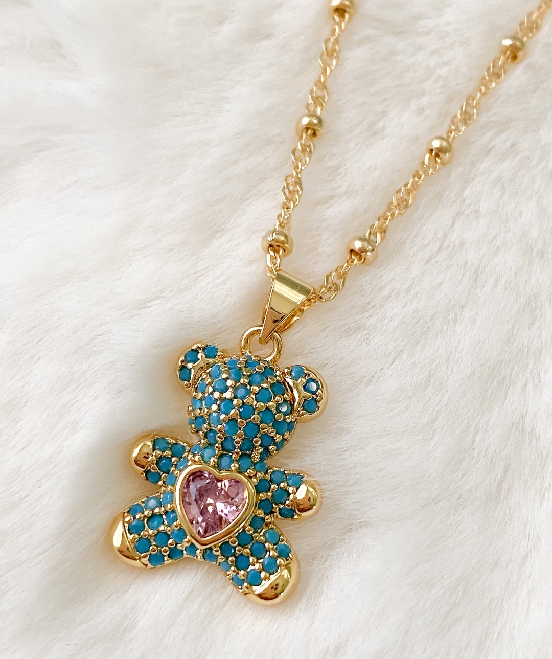 Gold Heartline Bear Necklace - Southwestern Bear Charm Jewelry - Zuni Bear  Charm | eBay