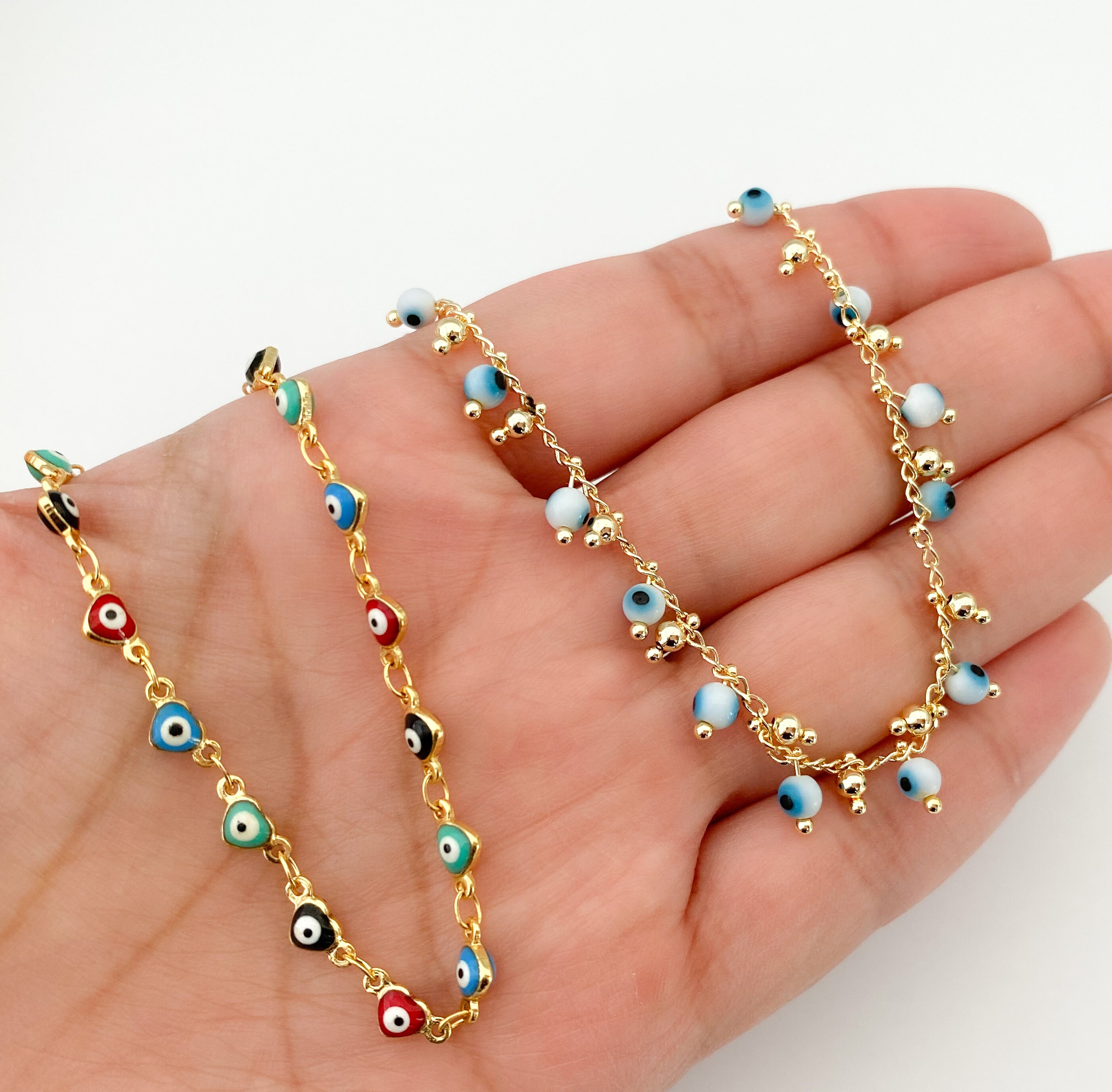 18k Gold Filled Evil Eye Anklet Evil Eye Adult Anklet Etsy