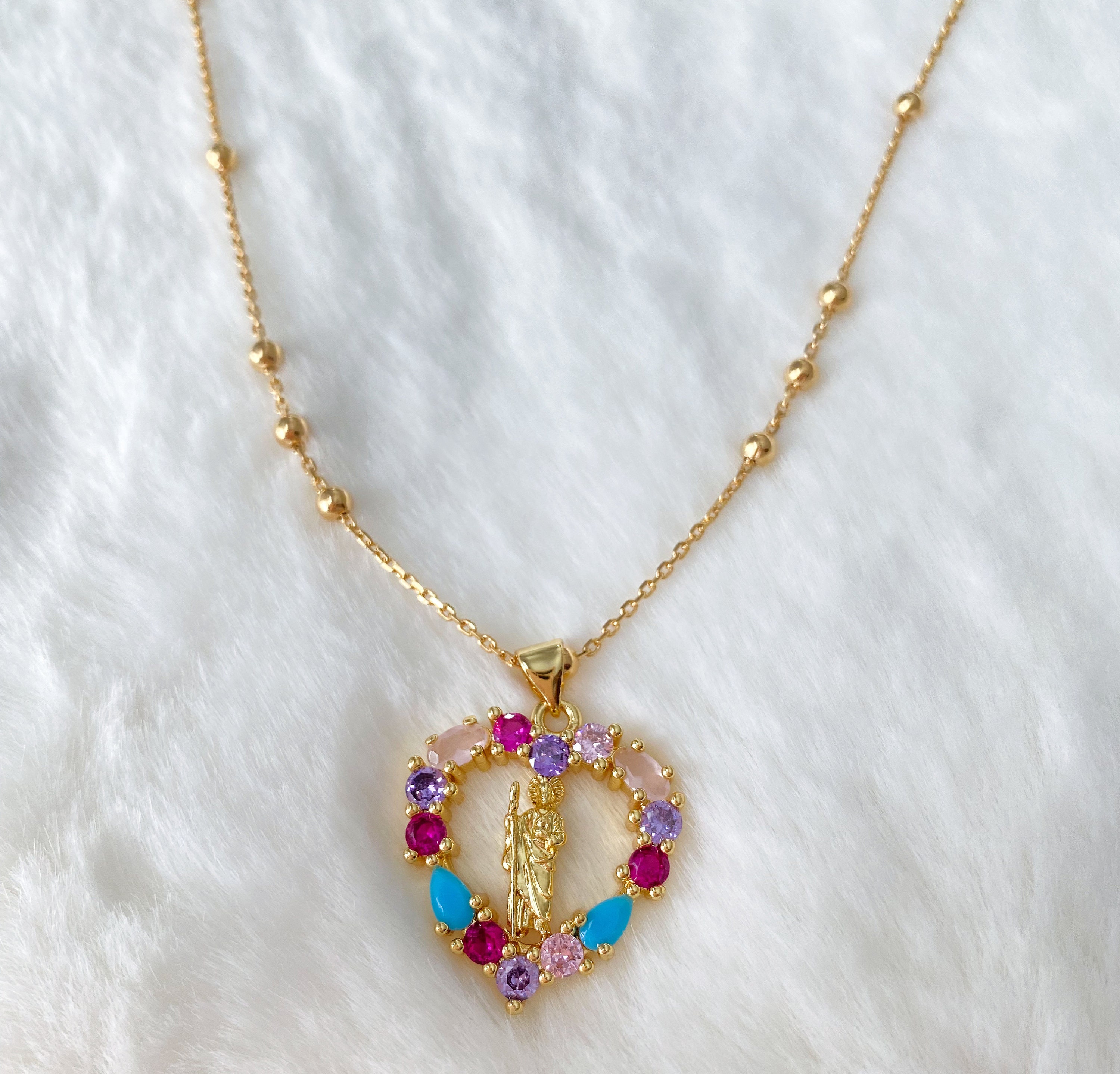 18k Gold Filled Saint Jude Necklace San Judas Tadeo Necklace - Etsy