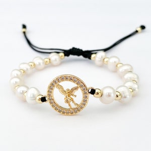 Saint Michael Archangel pearl bracelet, Saint Michael Archangel beaded bracelet, Saint Michael Archangel medal, religious jewelry, catholic
