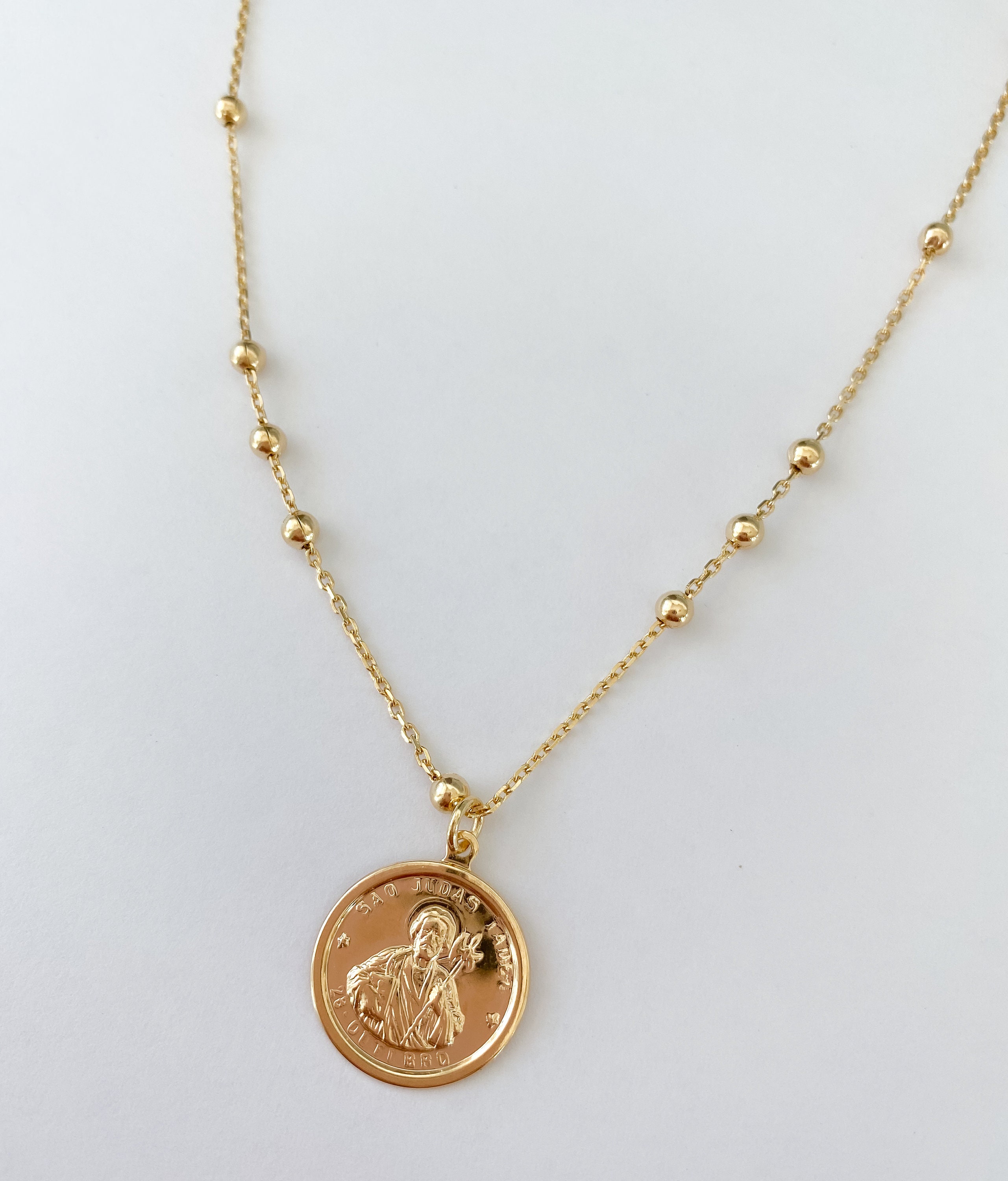 18k Gold Filled Saint Jude Necklace, San Judas Tadeo Necklace ...