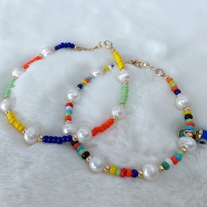Bracelet de perles, bracelet de perles colorées, bijoux en perles, bracelet de perles d&#39;eau douce, bijoux de plage
