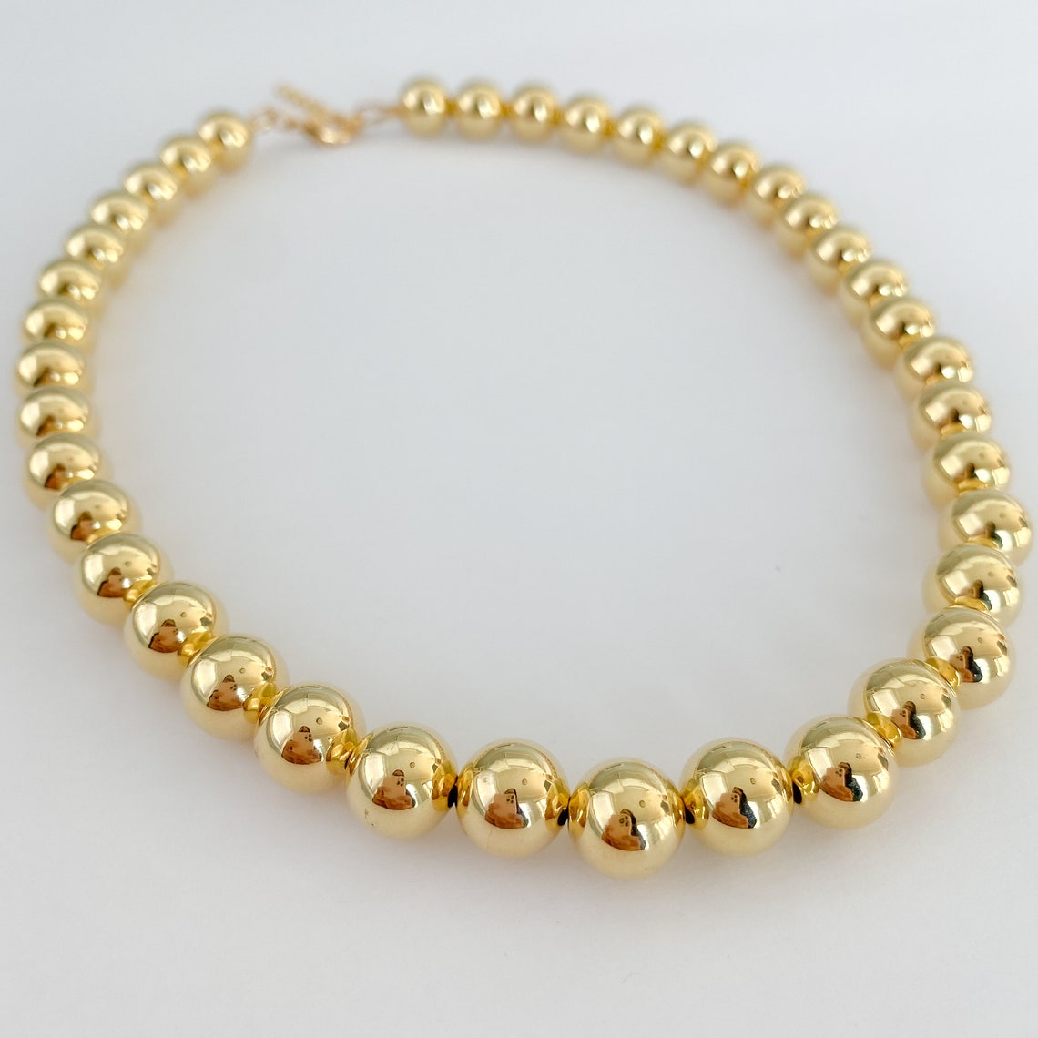 10mm Gold Ball Beaded Necklace Gold Filled Ball Necklace Etsy
