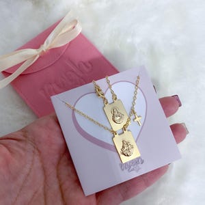Gold Scapular necklace, escapulario, Our lady of Mount Carmel, Virgin Mary necklace, catholic necklace, religious gift, confirmation gift
