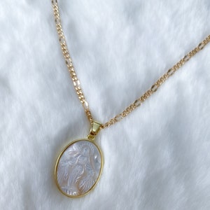 Mother of Pearl Miraculous Medal, Virgin Mary Necklace, Catholic ...