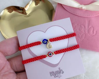 Evil Eye Initial Bracelet, Personalized Evil Eye Bracelet, Custom Letter Bracelet, Dainty Evil Eye Jewelry, Protection Bracelet