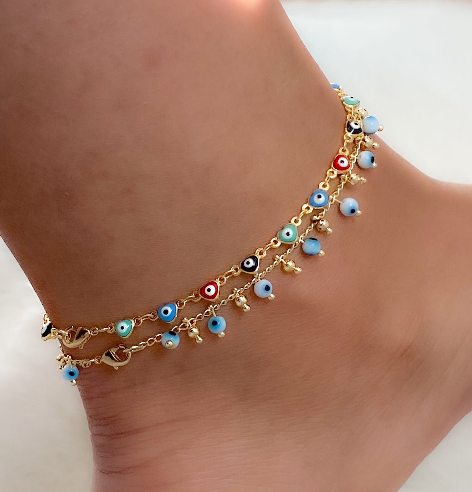 18k Gold Evil Eye anklet