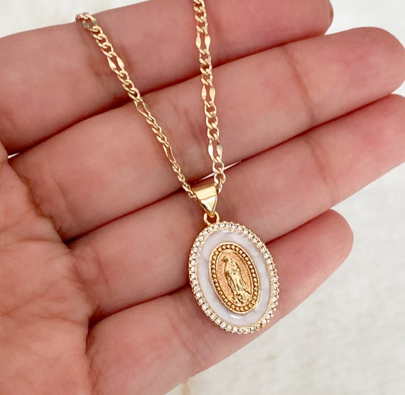 14k gold our lady of guadalupe pendant necklace deals