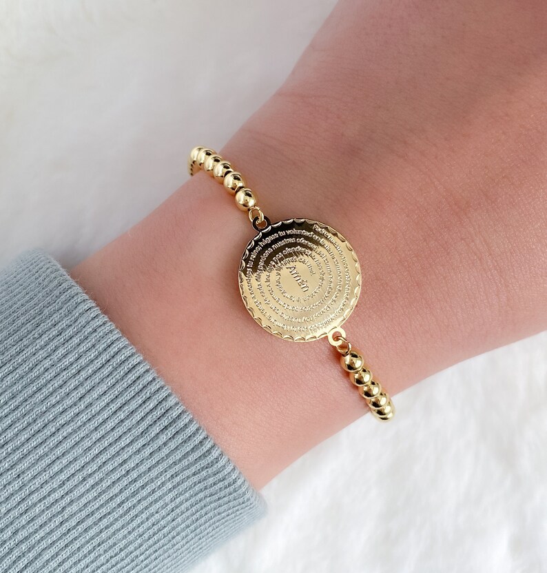 Our Father Prayer Bracelet – 18k Gold Filled Catholic Bracelet, Adjustable Christian Jewelry, Religious Gift for Women image 6