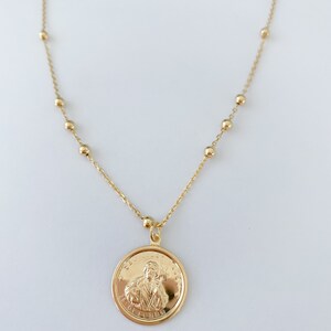 18k Gold Filled Saint Jude Necklace, San Judas Tadeo Necklace ...