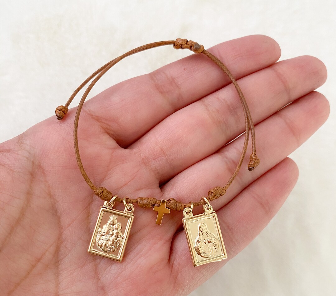 Gold Filled Scapular Bracelet Virgin Mary Bracelet Sacred Etsy