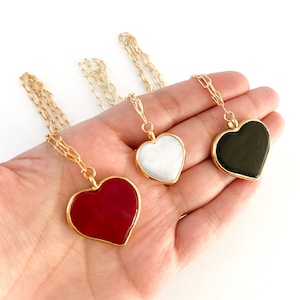 Red heart gold necklace, red heart charm, love jewelry, heart charm, gift for mom, love you necklace, valentines day gift