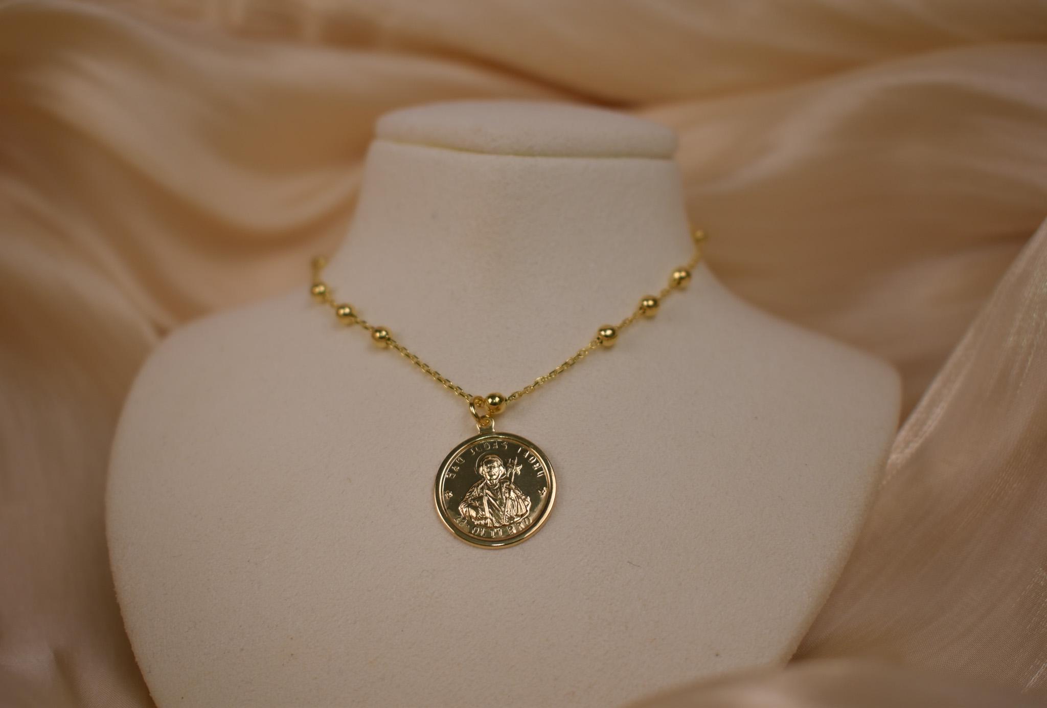 18k Gold Filled Saint Jude Necklace, San Judas Tadeo Necklace ...