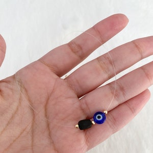 Invisible evil eye necklace, azabache necklace, evil eye jewelry, evil eye charm,  greek jewelry, amulet, mal de ojo, ojo turco