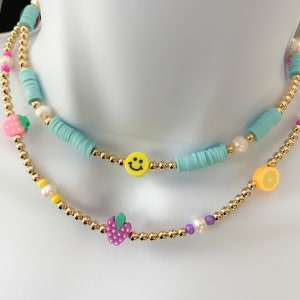 Smiley Gesicht Halskette, Glückliches Gesicht Choker Halskette, Smiley Gesicht Choker, Perlen Choker Halskette, Früchte Choker Halskette, Perlen Halskette