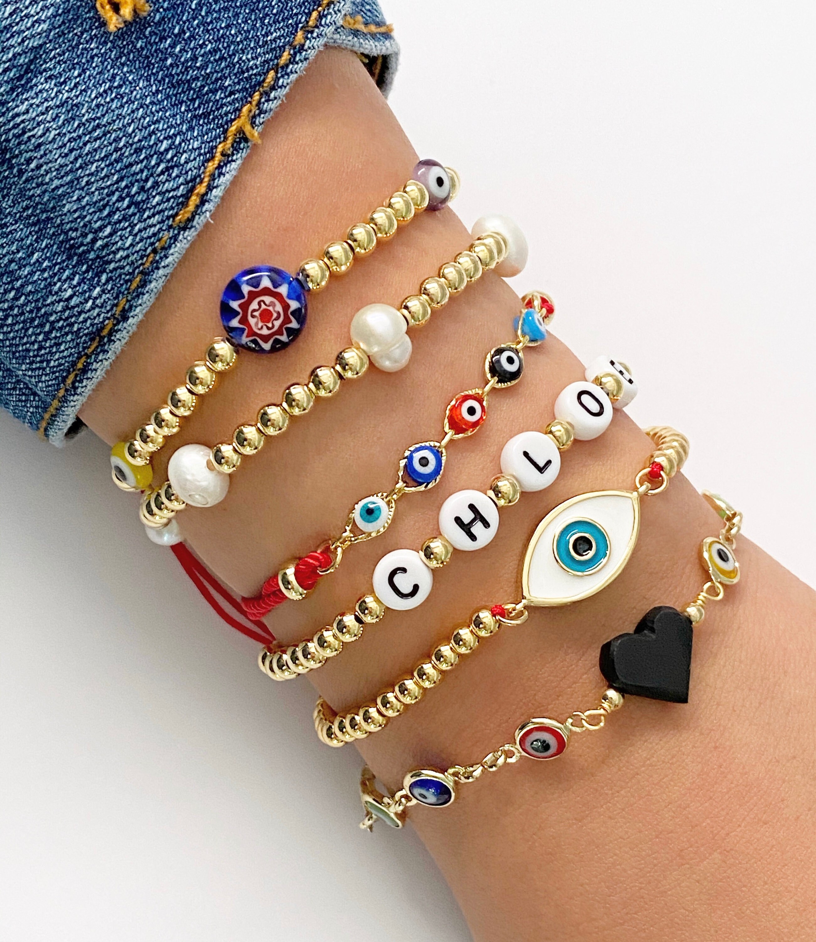 Gold beaded custom bracelet personalized bracelet gold Etsy