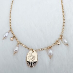 Collier Saint Michel Archange rempli d&#39;or, médaille Saint Michel Archange, collier San Miguel Archange, collier de protection religieux