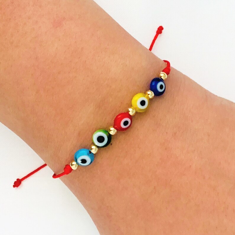 Multicolor Evil Eye Bracelet Red String Bracelet Evil Eye Etsy