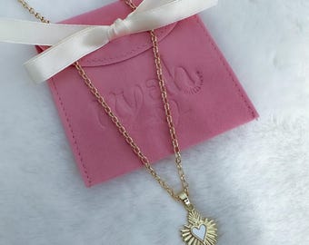 Buy 18k Gold Filled Sacred Heart Necklace, Mother of Pearl Sacred