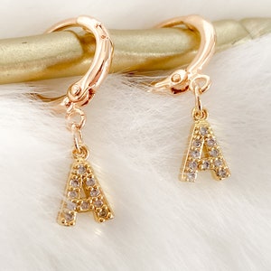 18k Gold filled initial hoop earrings, custom letter hoop earrings, dainty initial earrings, custom hoops earrings, minimalist hoops