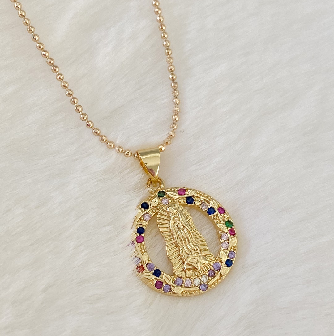 18k Gold Filled Our Lady of Guadalupe Necklace, Virgin Mary Necklace ...