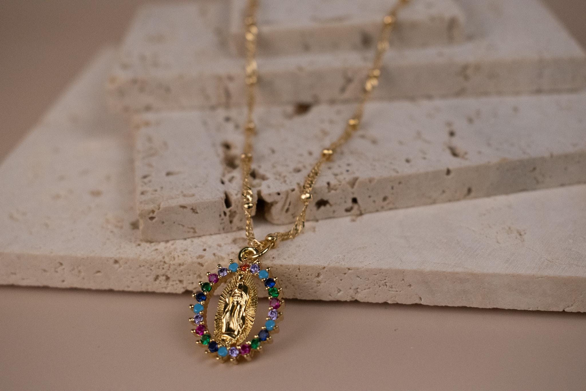 Gold Filled Our Lady of Guadalupe Necklace, Virgin Mary Necklace ...