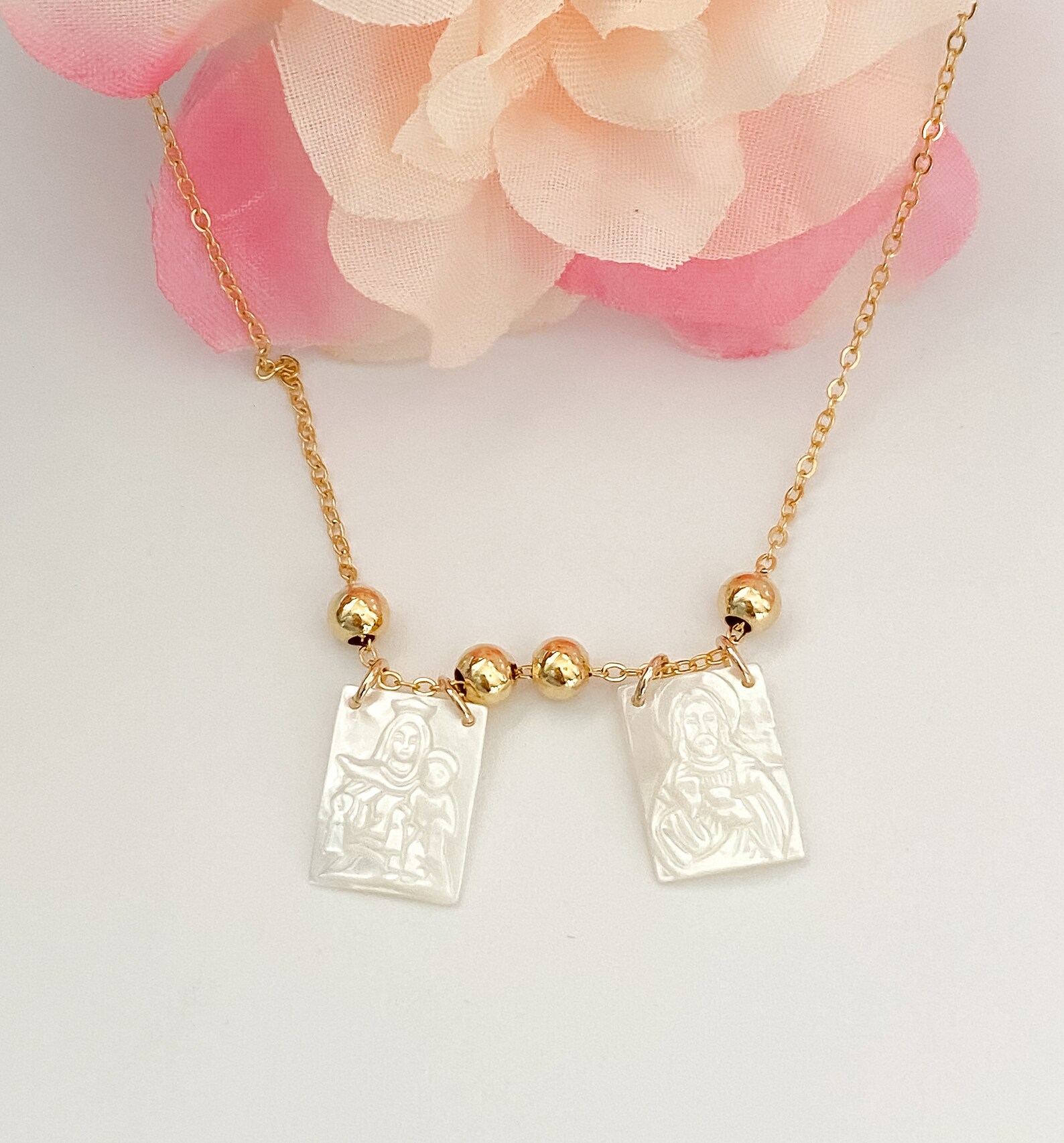 Scapular necklace scapular medal religious jewelry Virgin Etsy