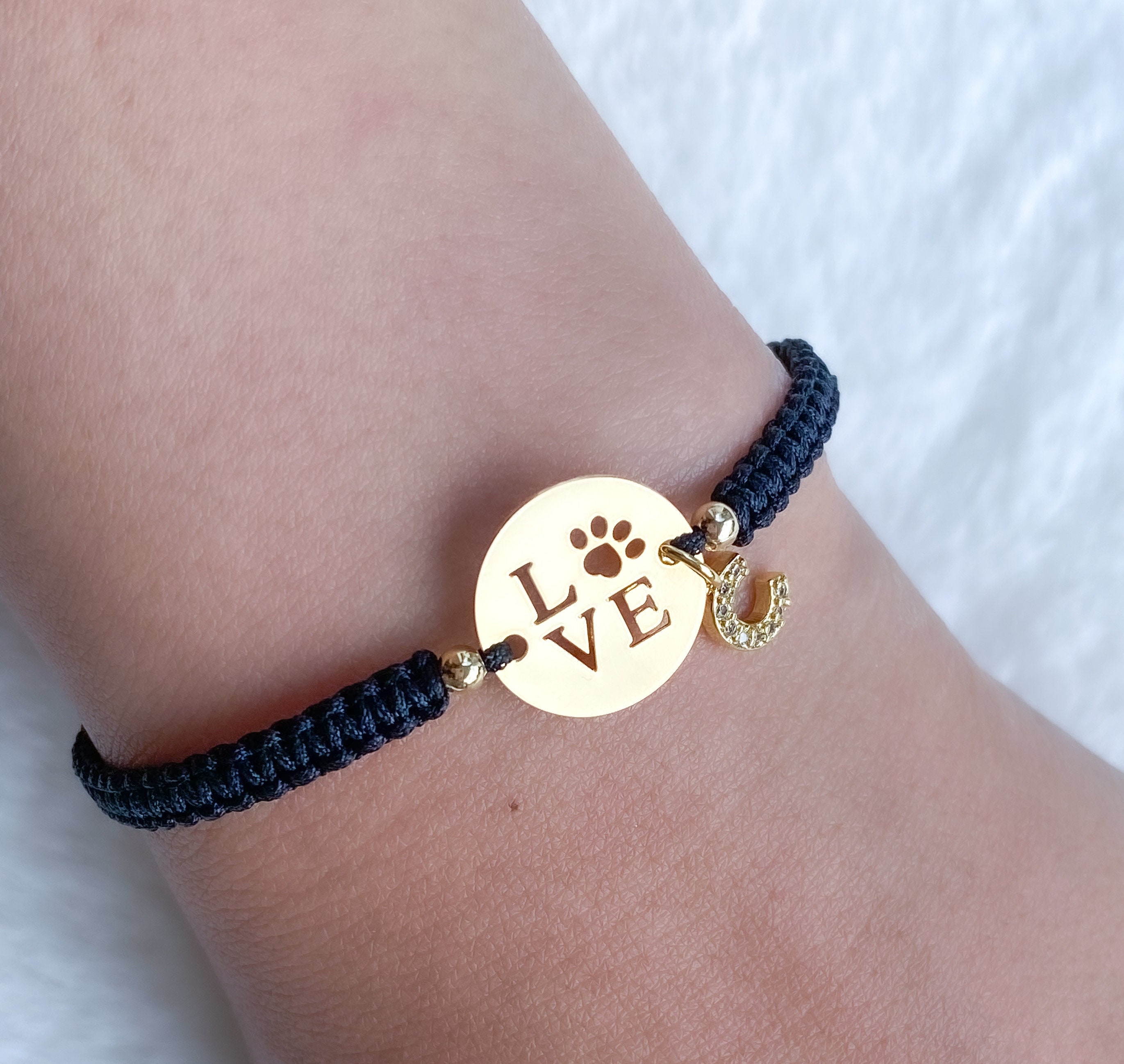 Ursteel Bracciale Iniziale Con Zampa Di Cane E Perla - Ricordo Per Amanti Dei Cani, Gioiello Regolabile In Acciaio Inox Per Donne E Mamme