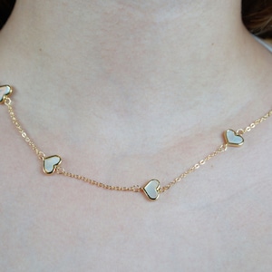 Mother of pearl gold heart necklace, valentines day gift, gold filled heart necklace, love necklace, heart jewelry, gift for mom, birthday