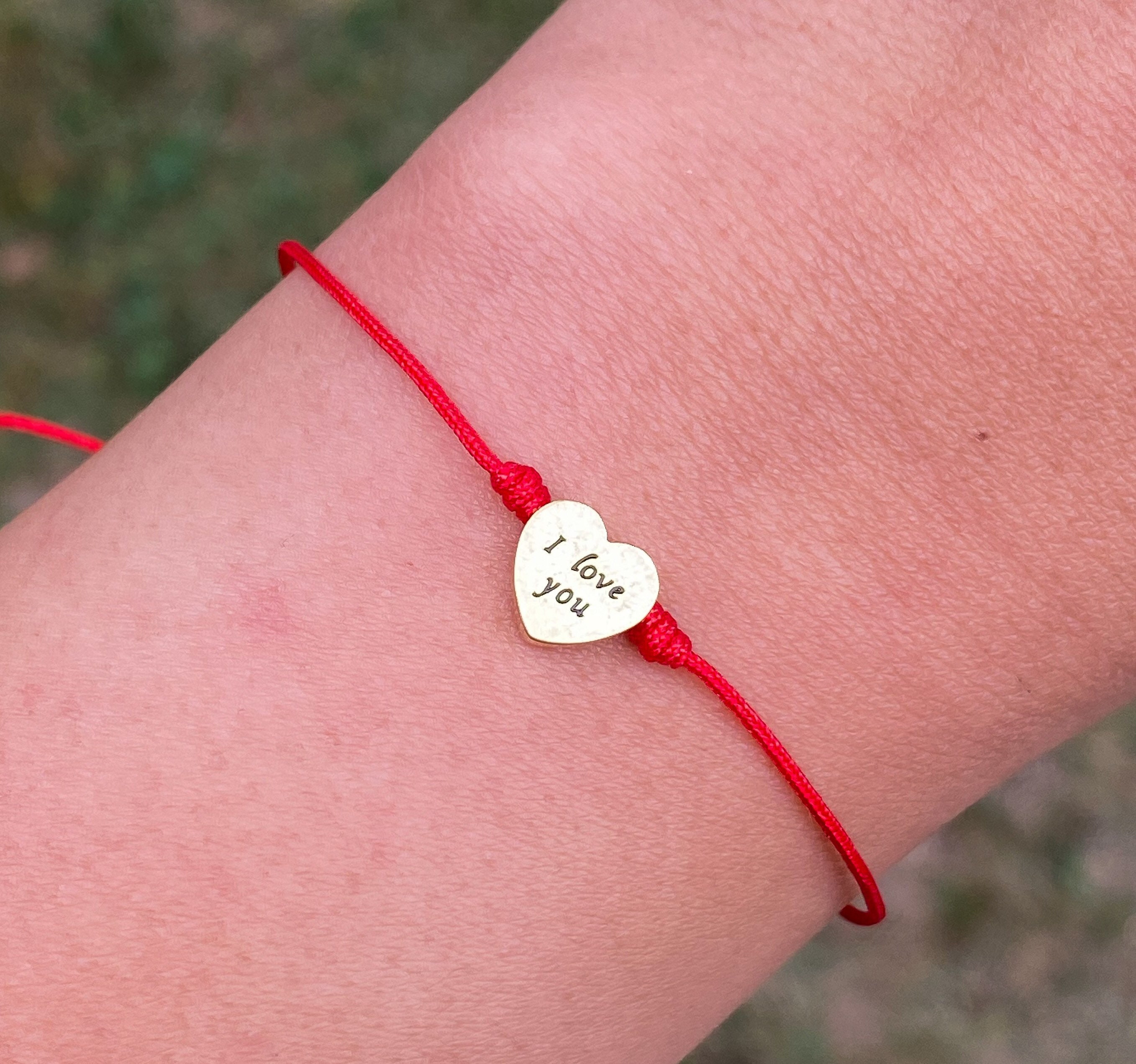 Red string heart bracelet heart bracelet couple bracelets Etsy