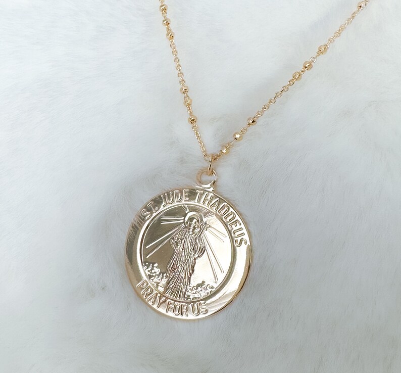 18k Gold Filled Saint Jude Thaddeus Necklace, San Judas Tadeo Necklace ...