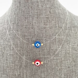Invisible evil eye necklace, evil eye jewelry, evil eye charm, greek jewelry, protection amulet necklace, third eye, mal de ojo, ojo turco