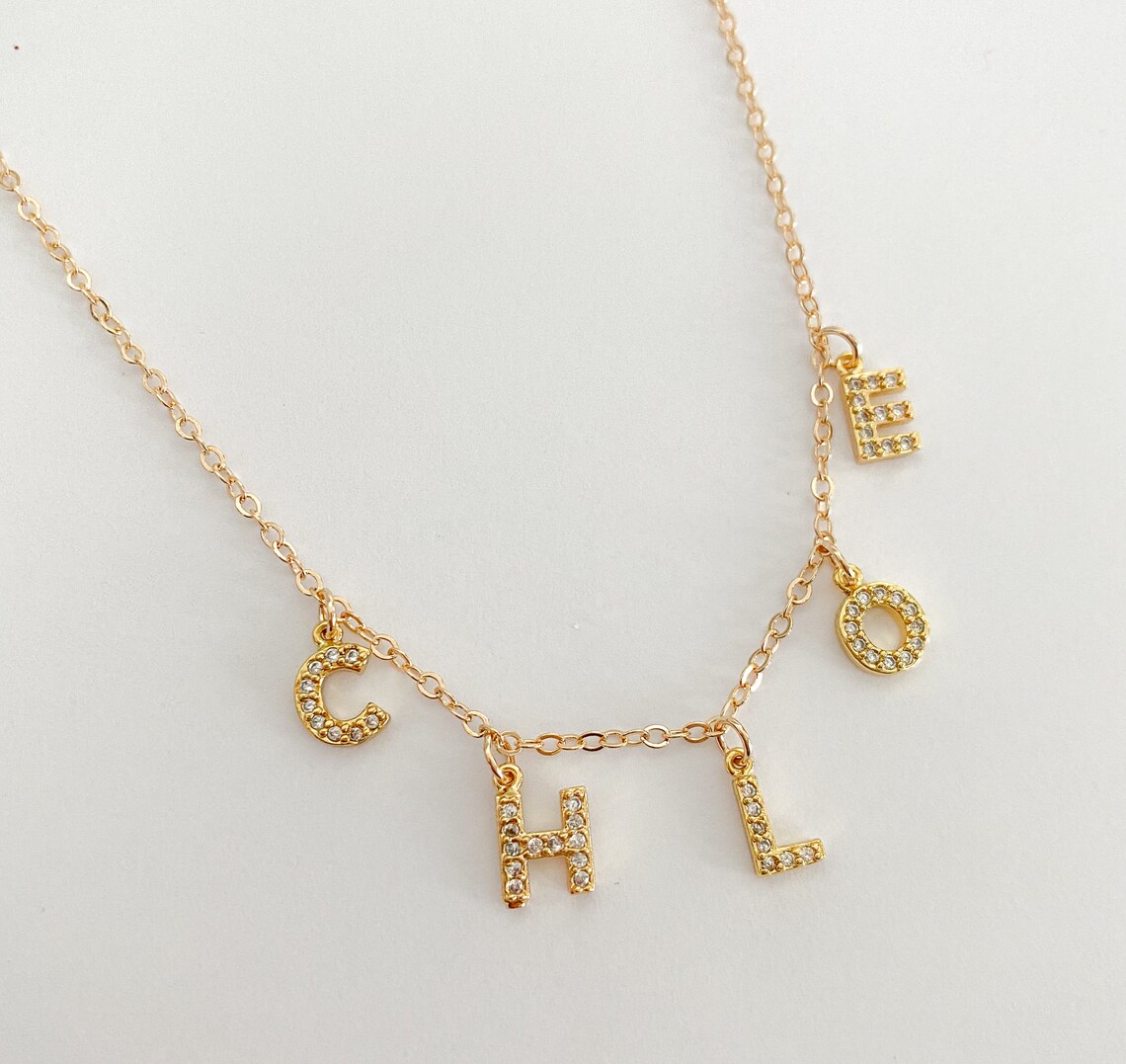 18k Gold Filled Name Necklace Name Jewelry Personalized Etsy